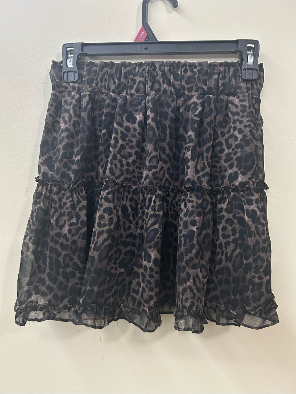 Gab & Kate Leopard Print Tiered Mini Skirt in Black and Brown